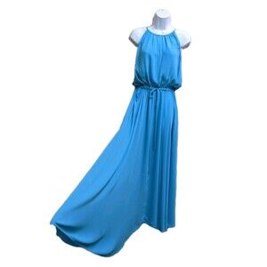 DVF Diane Von Furstenberg Maxi Dress L Turquoise Blue Wedding Baby Bridal Shower